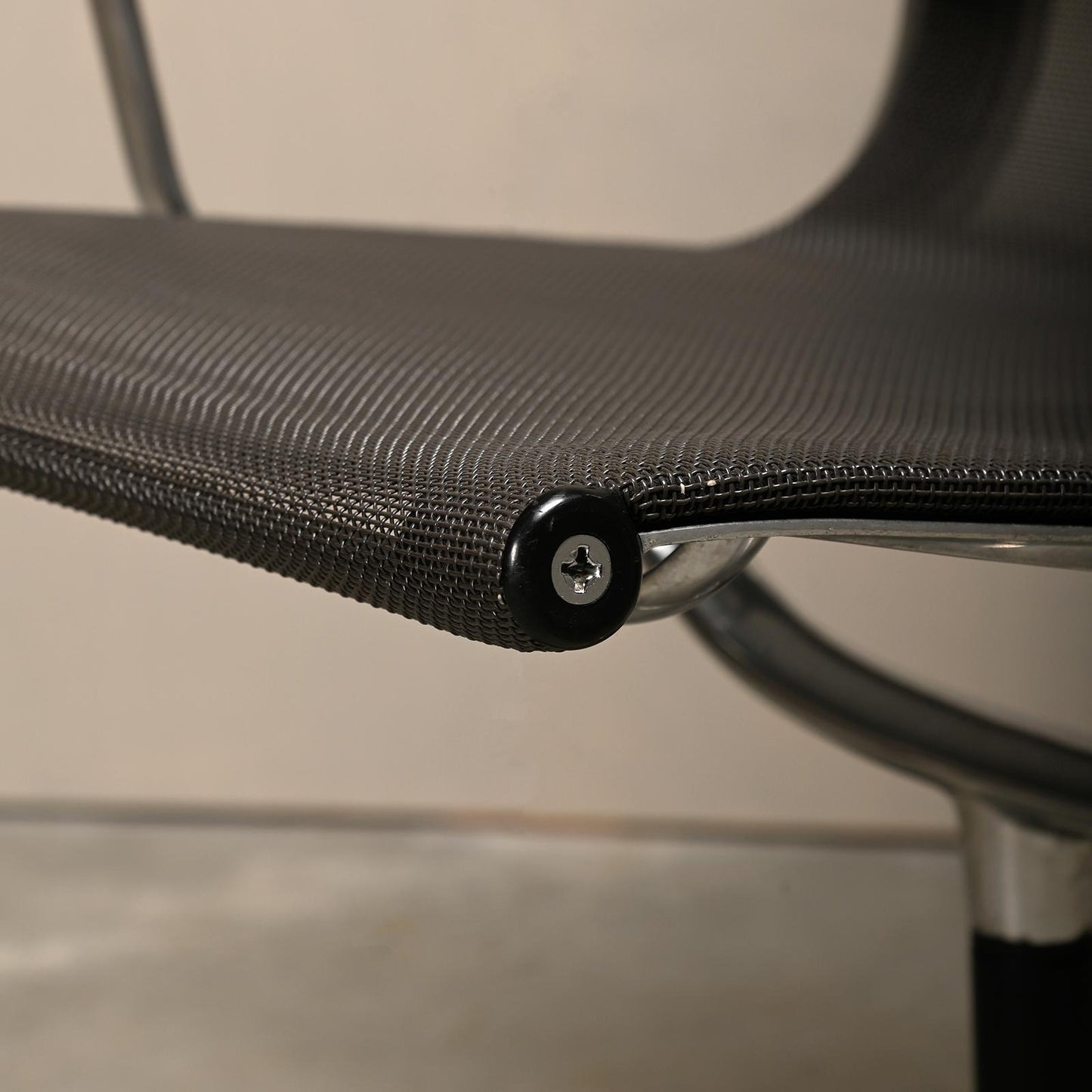 Eames Aluminum EA108 Dining Chairs Charcoal Netweave Mesh