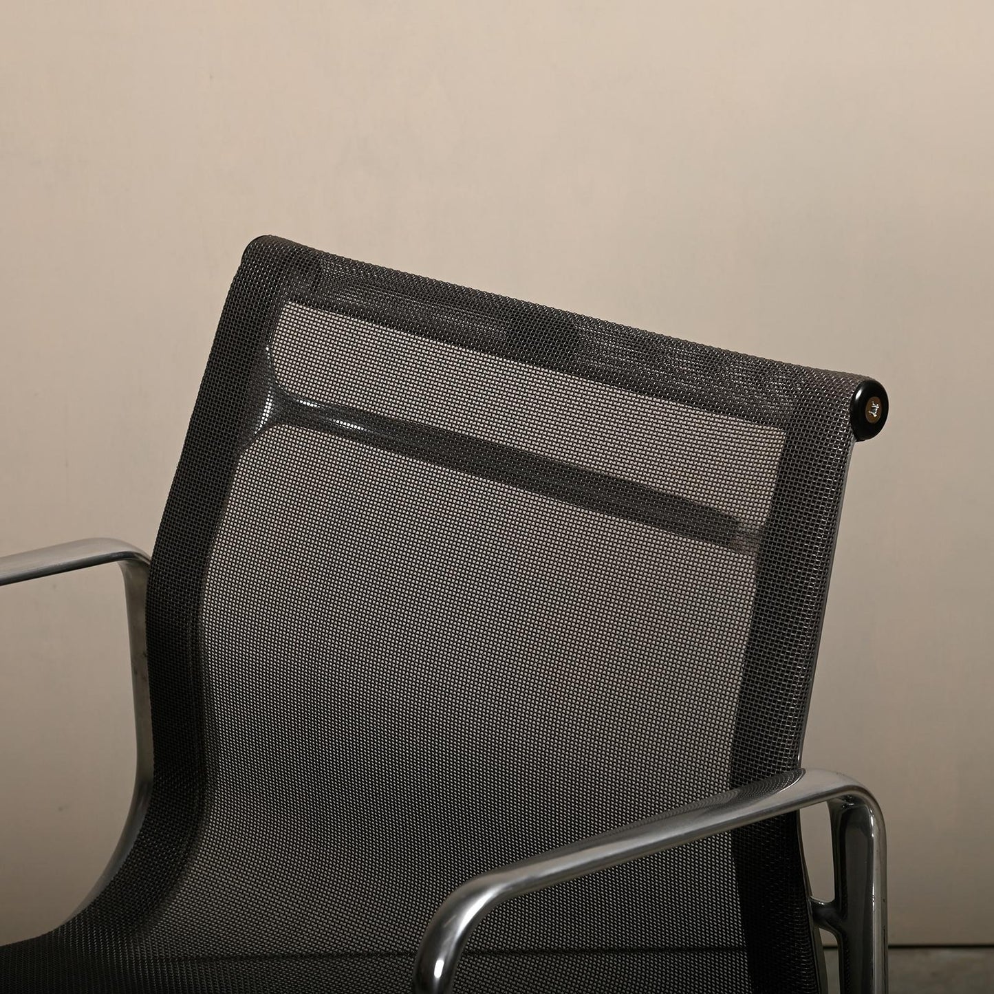 Eames Aluminum EA108 Dining Chairs Charcoal Netweave Mesh